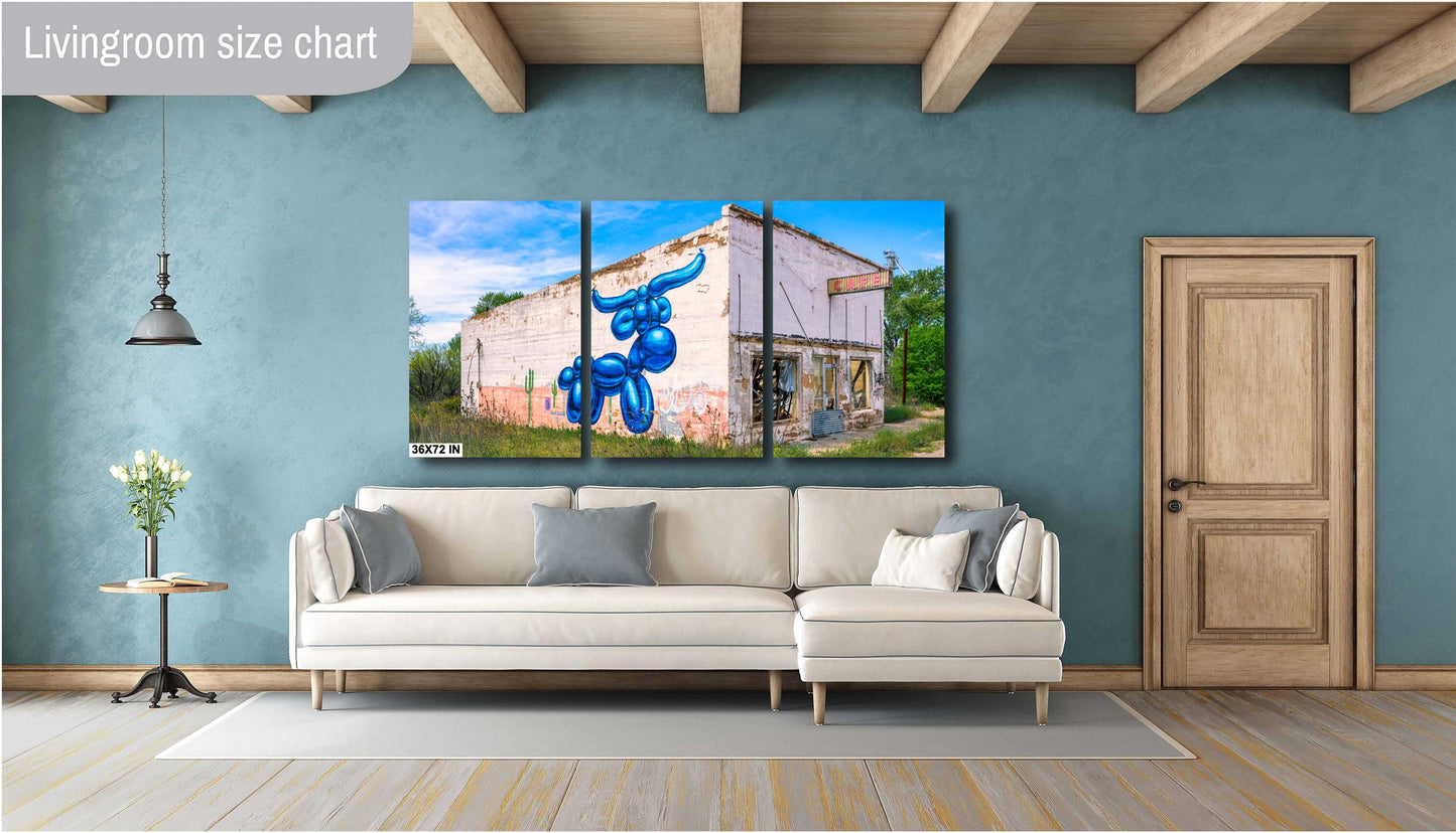 Americana Art: Texas Cafe with Blue Longhorn Mural | Wingate, TX Photography on Premium Photo Paper, Canvas, Acrylic & Metal