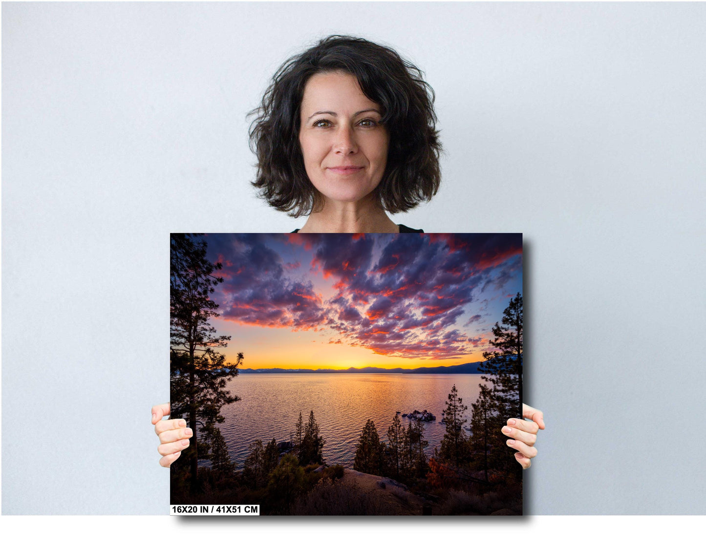 Lake Tahoe Print - Fiery Sunset Wall Art Photography on Photo Paper, Canvas & Metal – Mountain Landscape Decor, Nevada California Gift