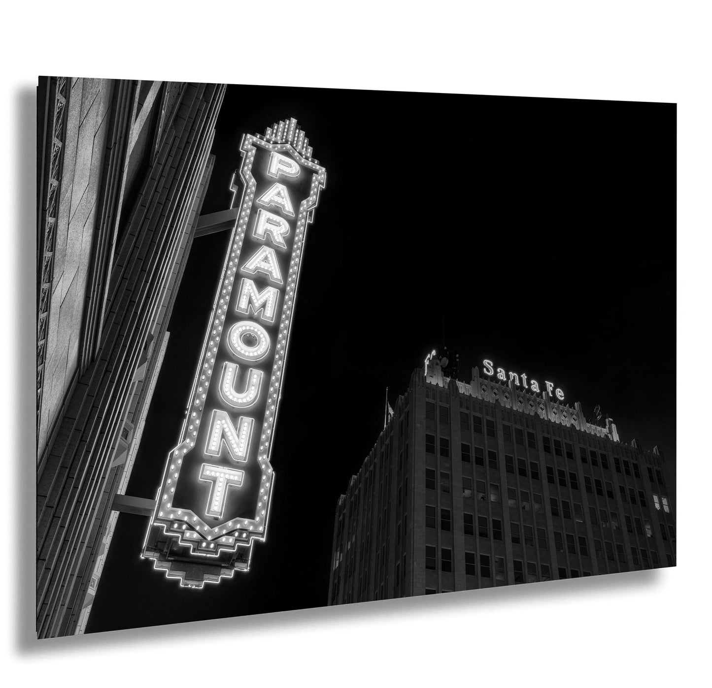 Movie Theater Wall Art - Paramount Theater & Santa Fe Building in Amarillo, Texas - Fine Art Print on Photo Paper, Canvas, Acrylic, or Metal