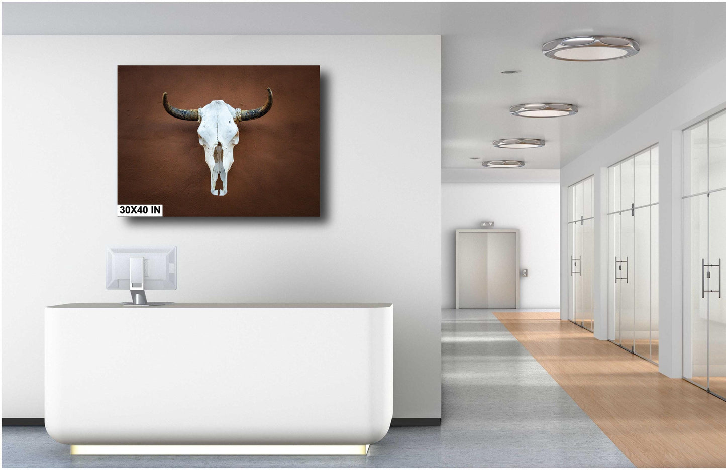 Texas Longhorn Skull Print: Western Steer Art on Leather, Canvas, Acrylic, Metal or Photo Paper