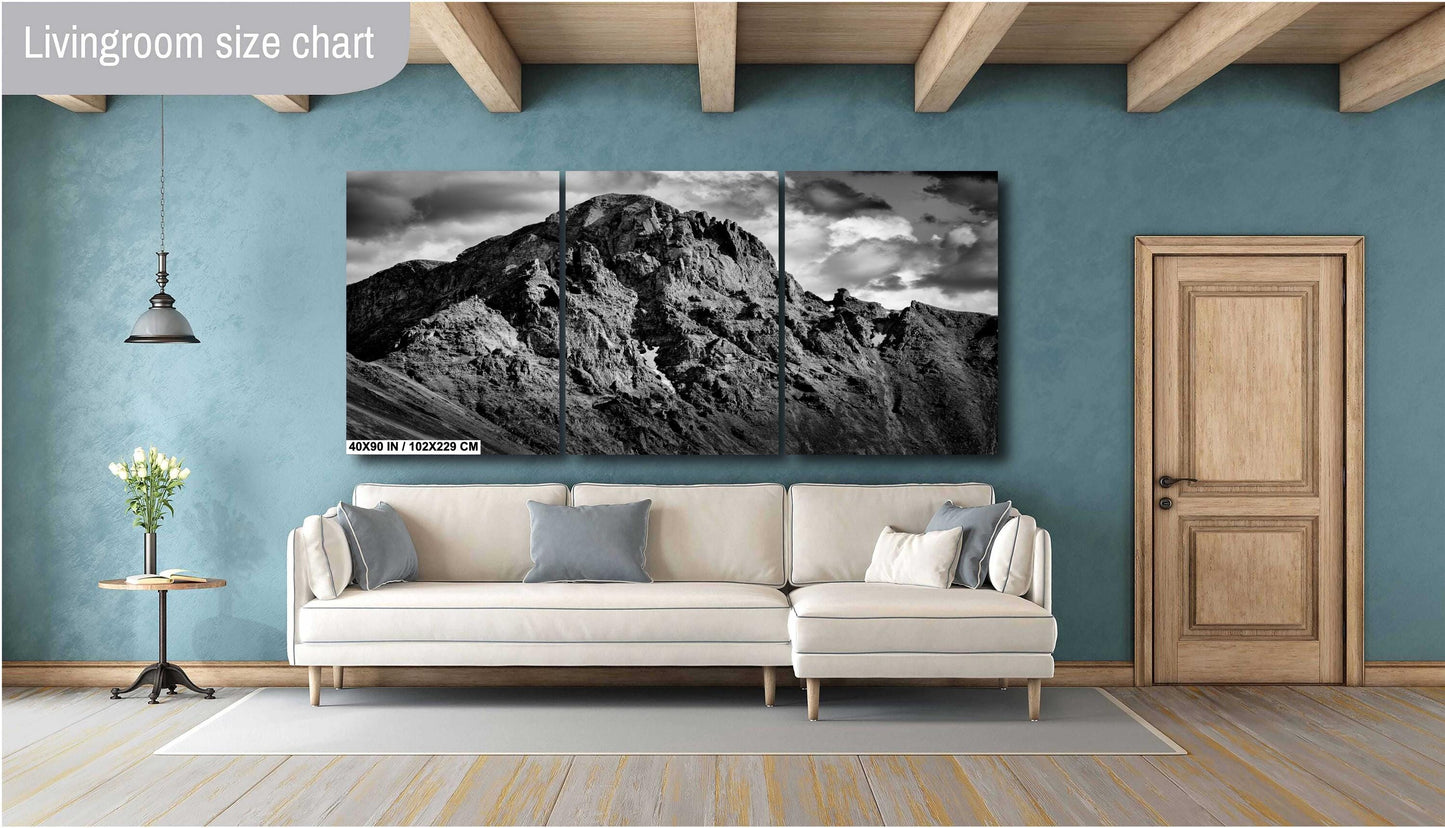 Mountain Wall Art - San Juan Mountains Photography, Extra Large Black & White Canvas Decor, Colorado Nature Wall Print