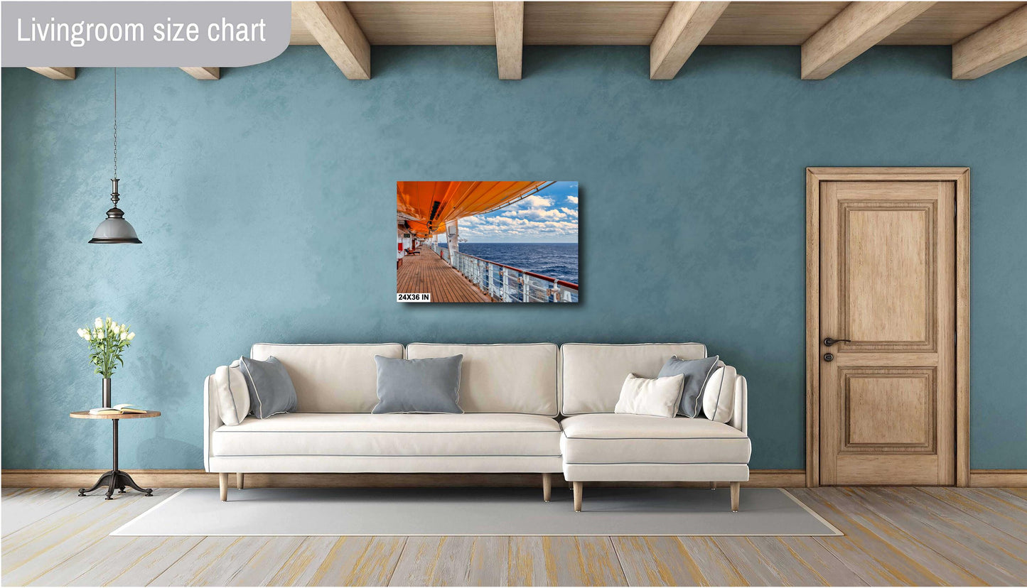 Ocean View Fine Art Print from Cruise Ship Promenade Deck - Premium Photo, Canvas, Acrylic & Metal Options