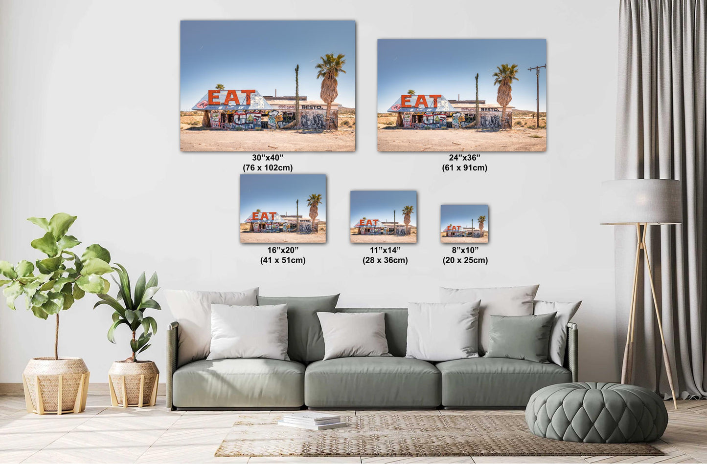 EAT Abandoned California Desert Diner Photo Print | Americana Roadside Cafe Graffiti Art Wall Decor