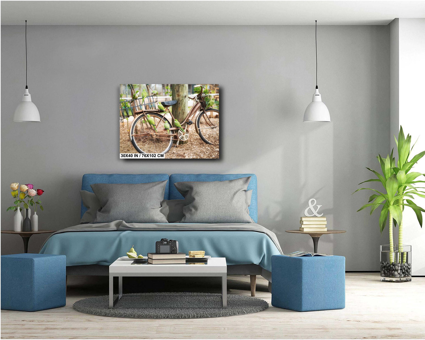 Parrot Wall Art - Antique Bicycle Covered in Quaker Parrots | Fine Art Photo Print, Canvas, Acrylic & Metal Decor for Bird Lovers