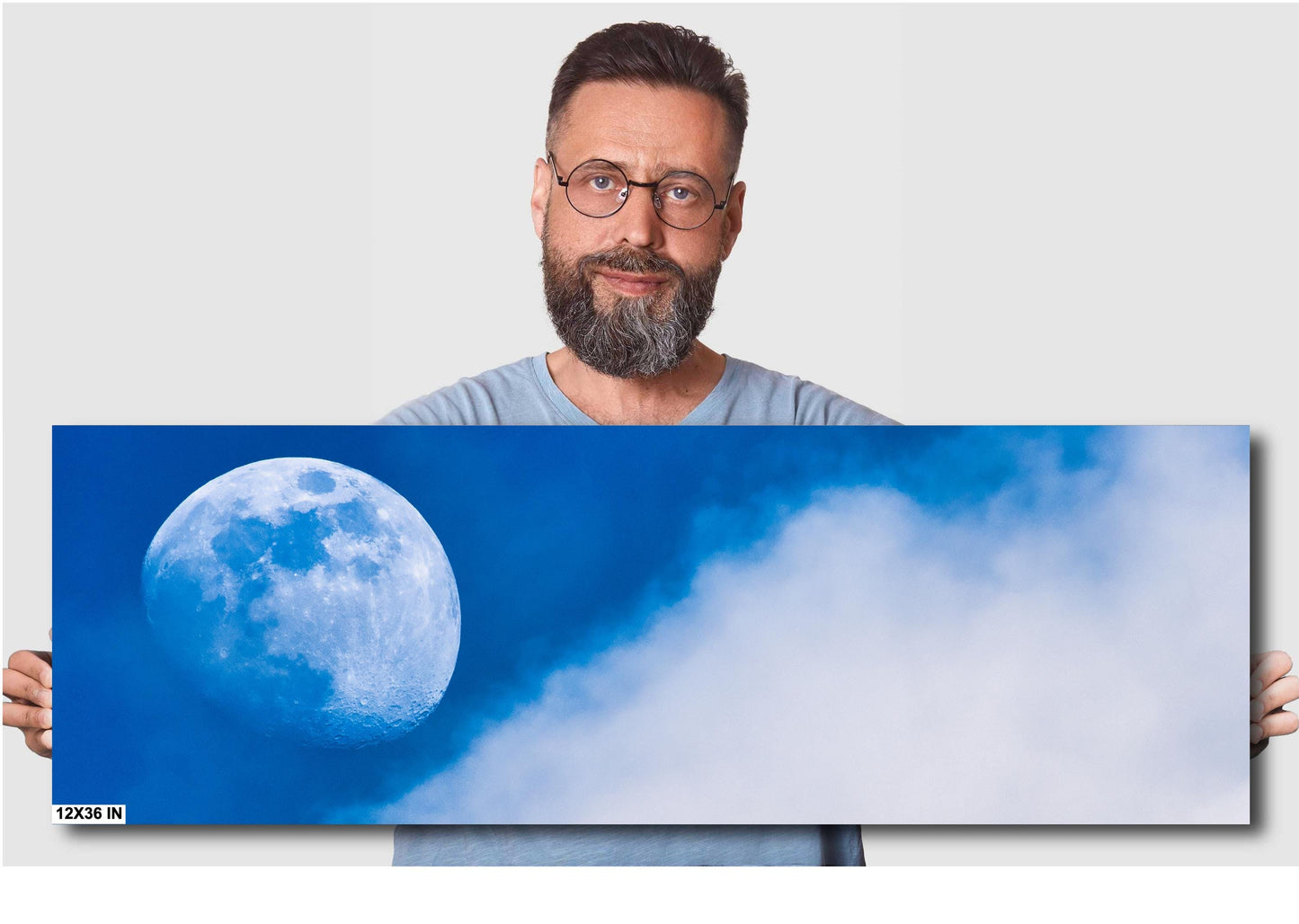 Lunar Daytime Photo: NASA Full Moon Print with Clouds on Canvas, Paper, Acrylic & Metal Options