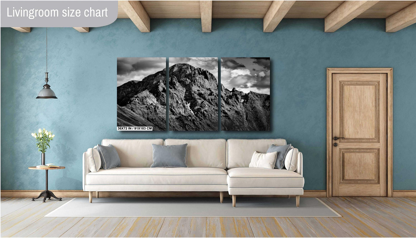 Mountain Wall Art - San Juan Mountains Photography, Extra Large Black & White Canvas Decor, Colorado Nature Wall Print