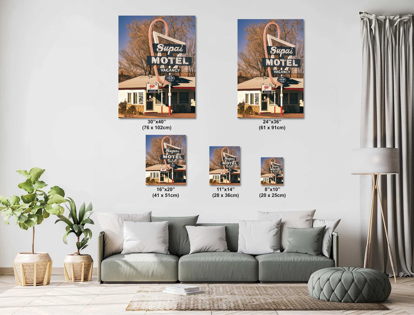 Route 66 Seligman Motel Sign Art, Supai Motel Americana Print, Vintage Wall Decor, Photo Paper or Canvas