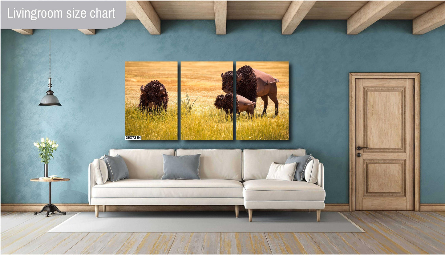 Sculpture of Route 66 Metal Bison | Fine Art Landscape Photography Print | American Wildlife Wall Decor