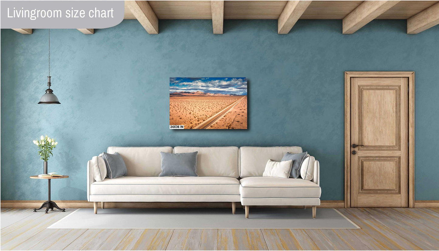 Desert Art - Mojave Fine Art Print: Route 66 Highway from Amboy, California on Premium Paper or Ready-to-Hang Canvas