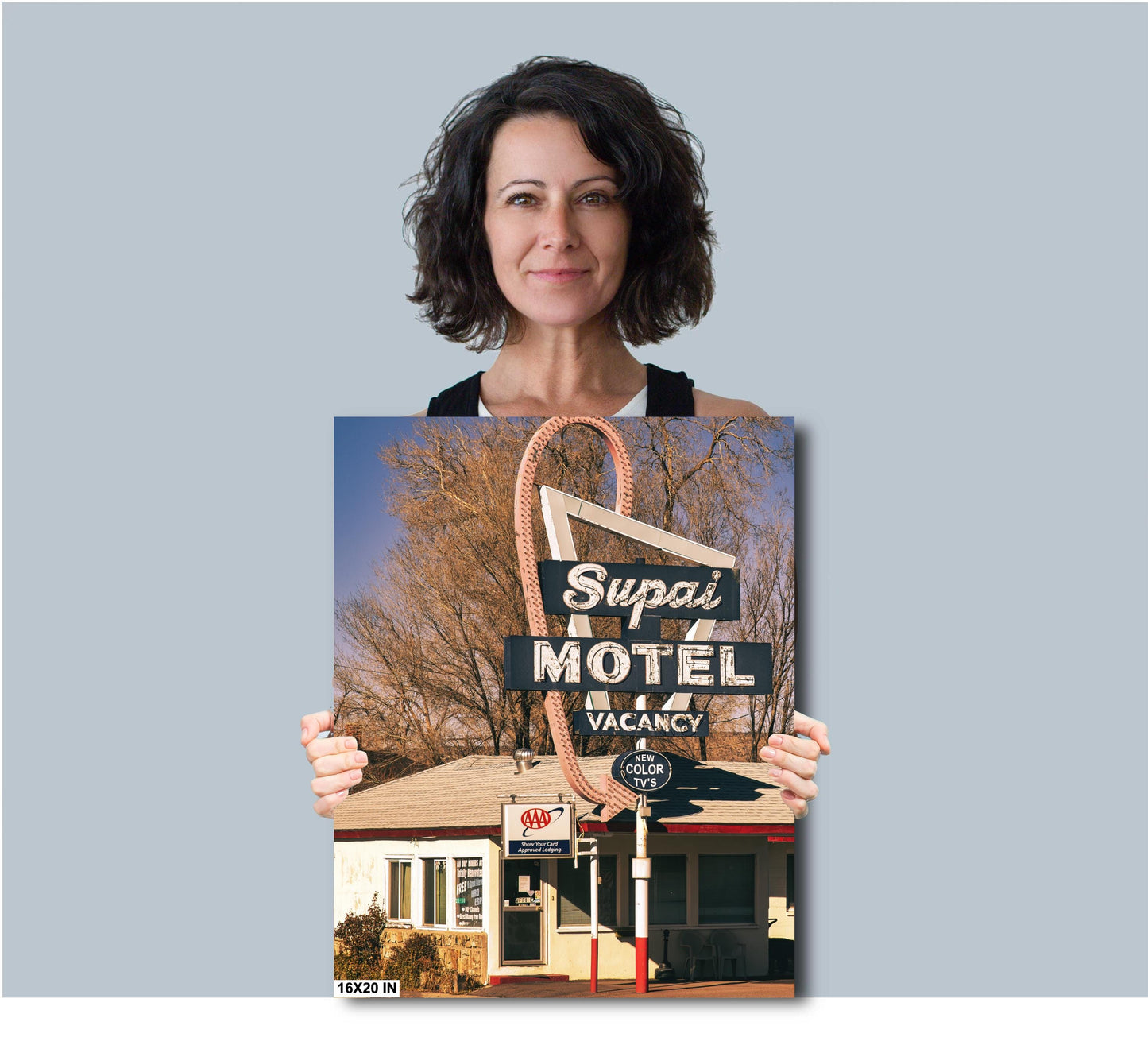 Supai Motel Sign Route 66 Art - Retro Wall Decor, Mid-Century Modern Print, Googie Style Neon Art for Home