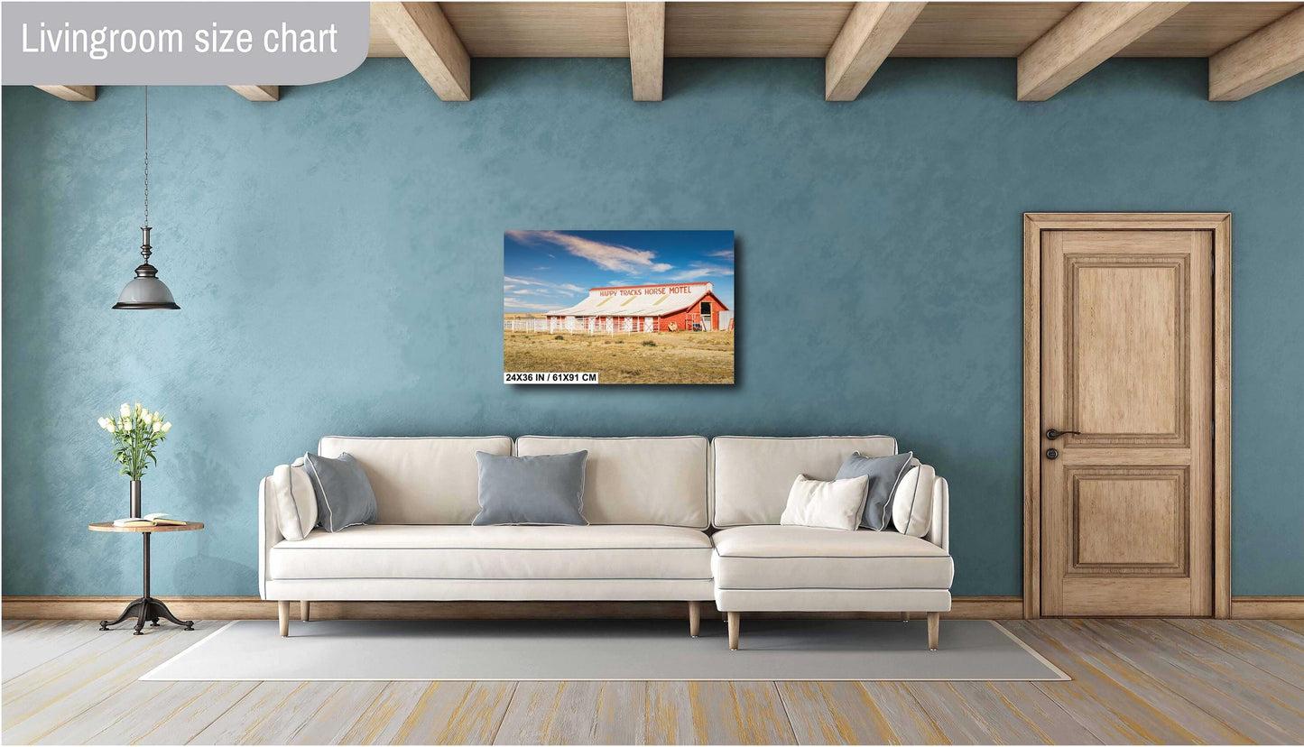 Route 66 Wall Art | Happy Tracks Horse Motel Print Amarillo TX Rustic Equestrian Western Decor Photography on Premium Paper or Canvas