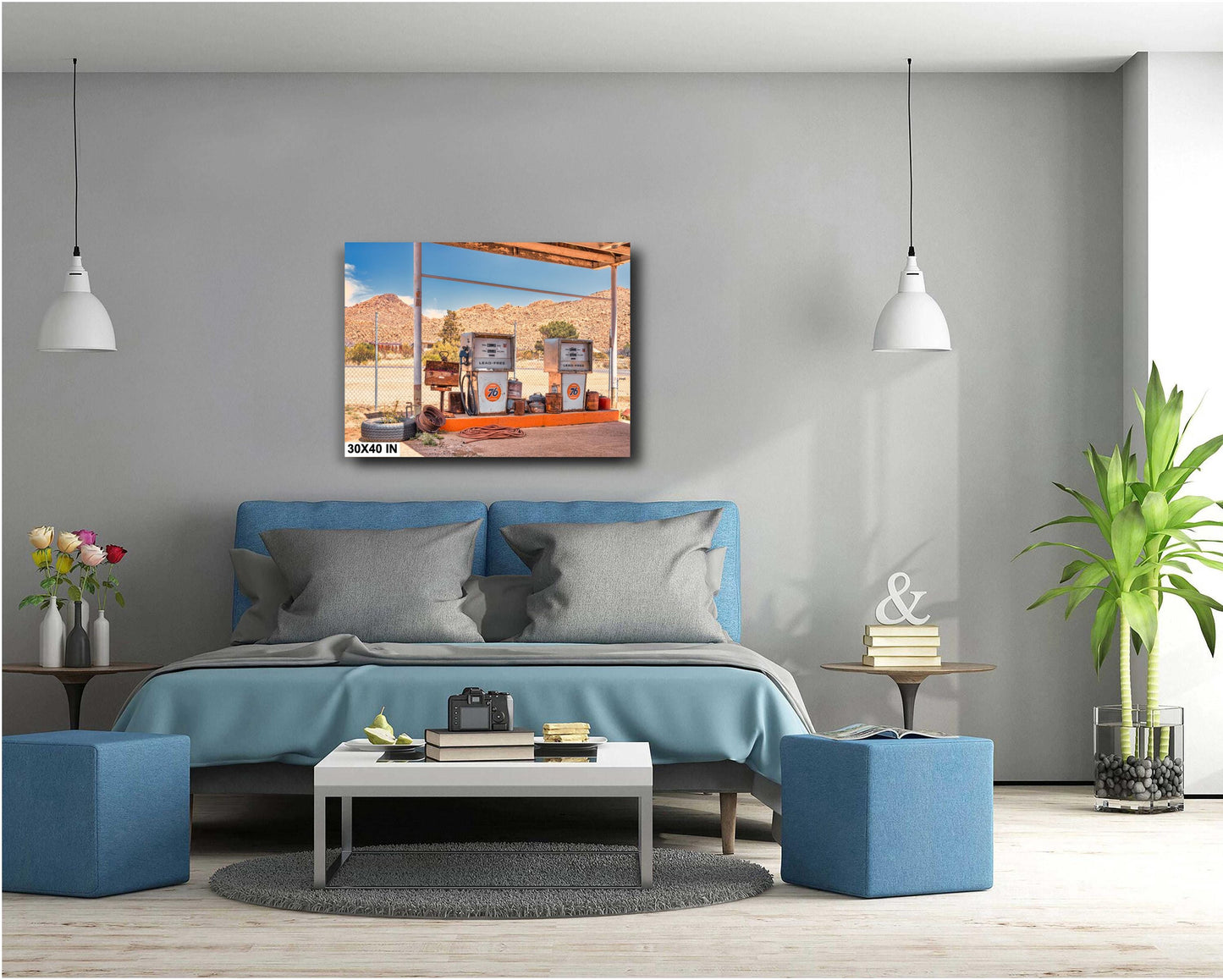 Valentine Arizona Route 66 Union 76 Station: AZ Desert Landscape Photography, Americana Wall Art for Man Cave
