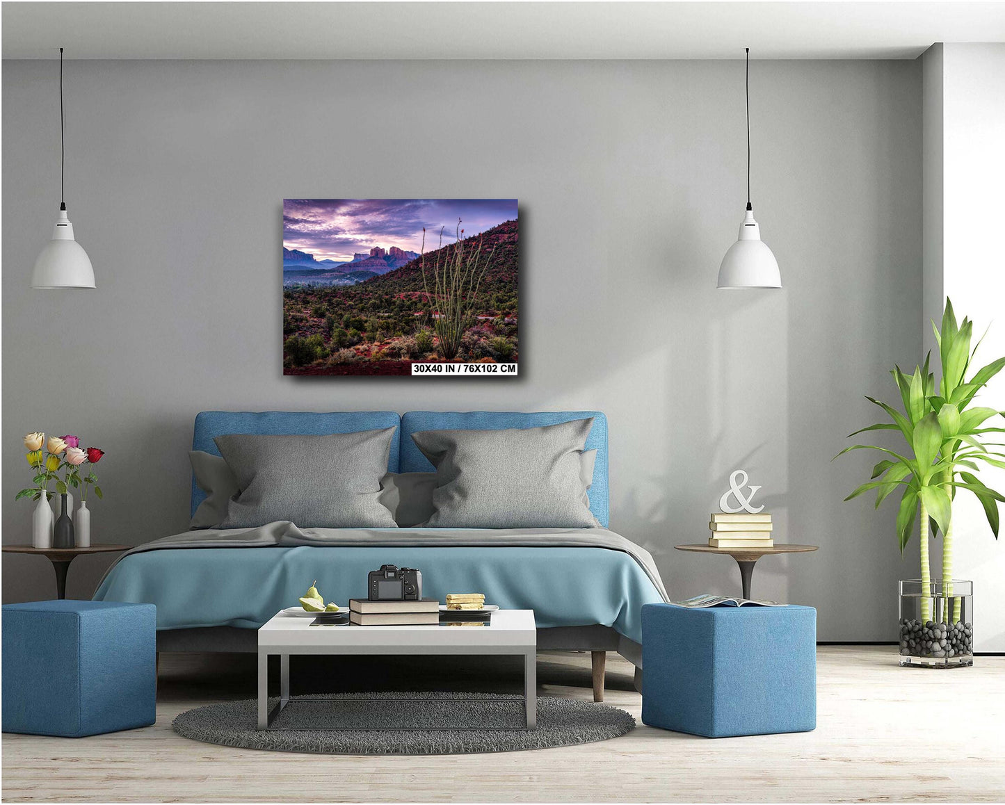 Sedona Print - Cathedral Rock Sunrise Ocotillo, Southwest Home Decor Photography on Premium Photo Paper, Canvas, Acrylic, or Metal Art
