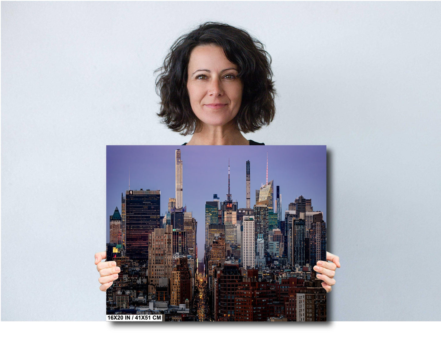 NYC Skyline Panoramic Poster Print: Times Square Evening Cityscape & Midtown Manhattan Traffic Decor