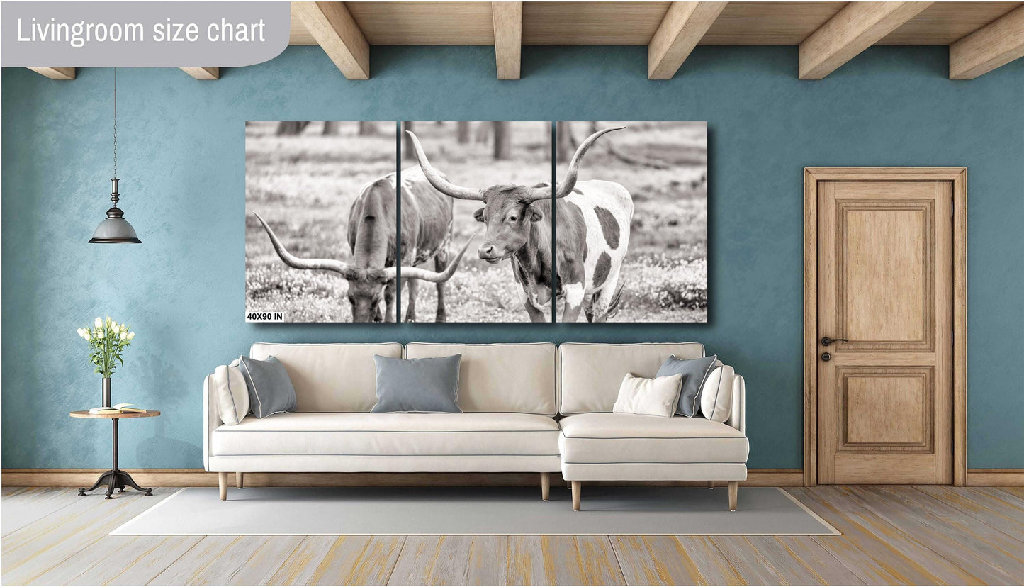 Longhorn Cow Photo | Rustic Ranch Wall Art for Farmhouse Decor | Modern Prints on Paper, Canvas, Acrylic & Metal