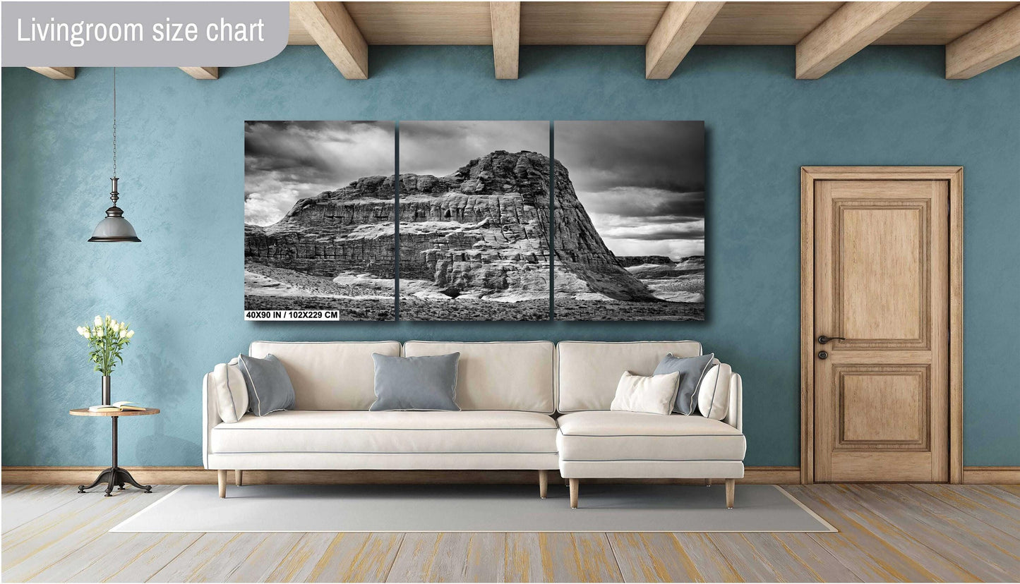 Southwest Art Print - Majestic Rock Formation Near Big Water, Utah: B&W Southwestern Fine Art Photography