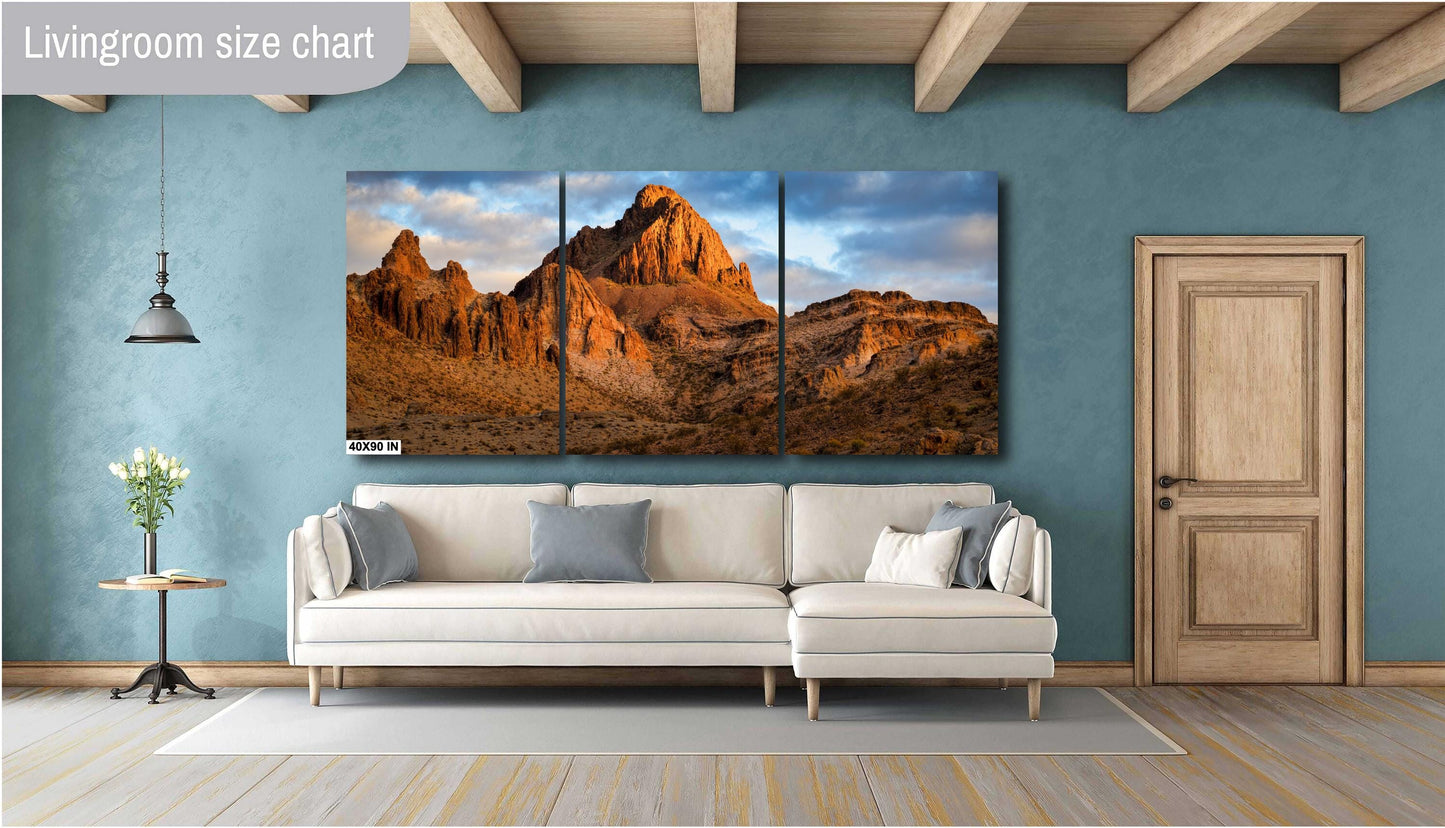 Golden Sunset Over Arizona's Black Mountains: Route 66 Fine Art Photography Print, Mojave Desert Landscape Wall Art