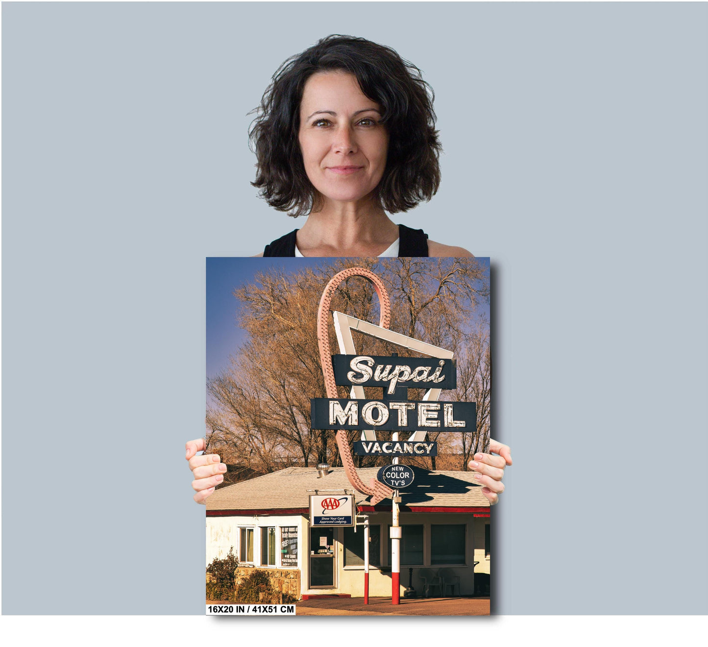Route 66 Seligman Motel Sign Art, Supai Motel Americana Print, Vintage Wall Decor, Photo Paper or Canvas