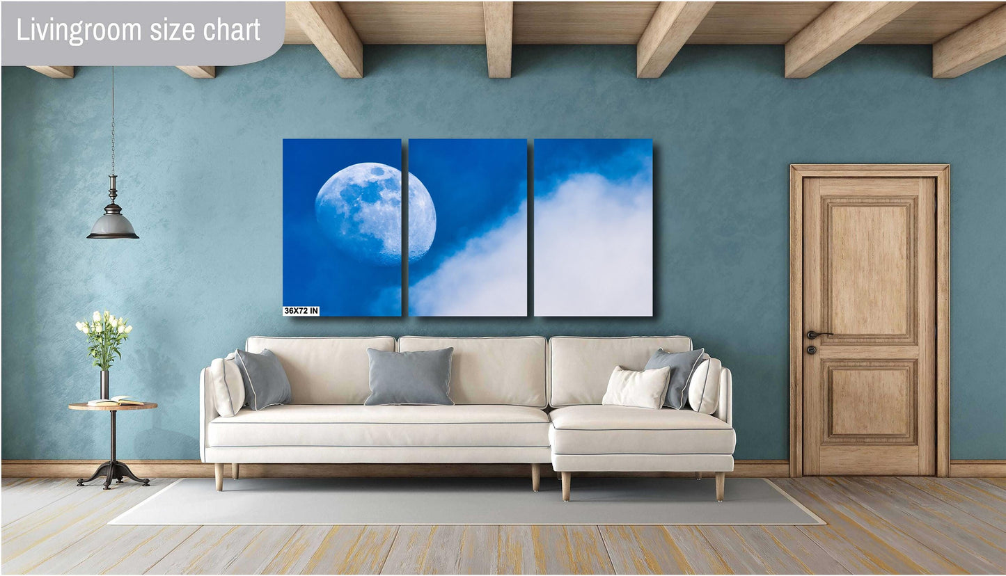 Lunar Daytime Photo: NASA Full Moon Print with Clouds on Canvas, Paper, Acrylic & Metal Options
