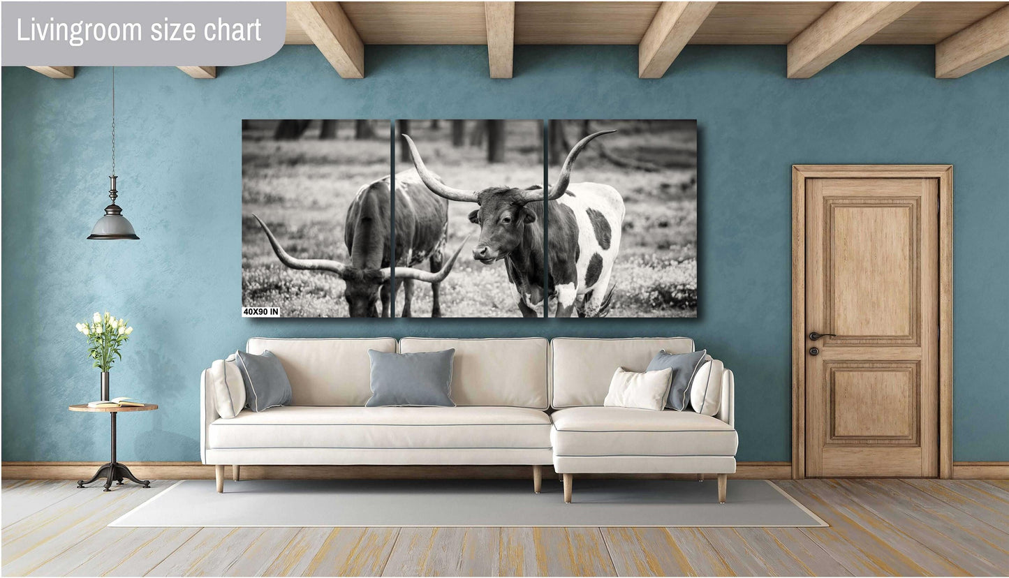 Cowboy Wall Art - Rustic Longhorn Cow Print: Modern Ranch Wall Art for Farmhouse Decor (Paper/Canvas/Acrylic/Metal)