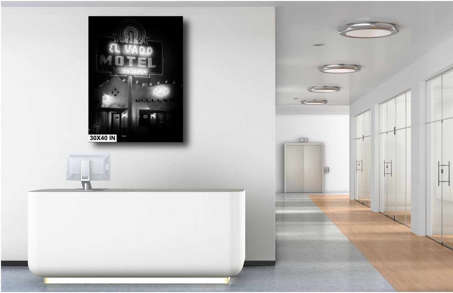 New Mexico Wall Art - El Vado Motel Albuquerque Route 66 Art Print - Black & White Vintage Southwestern Photography