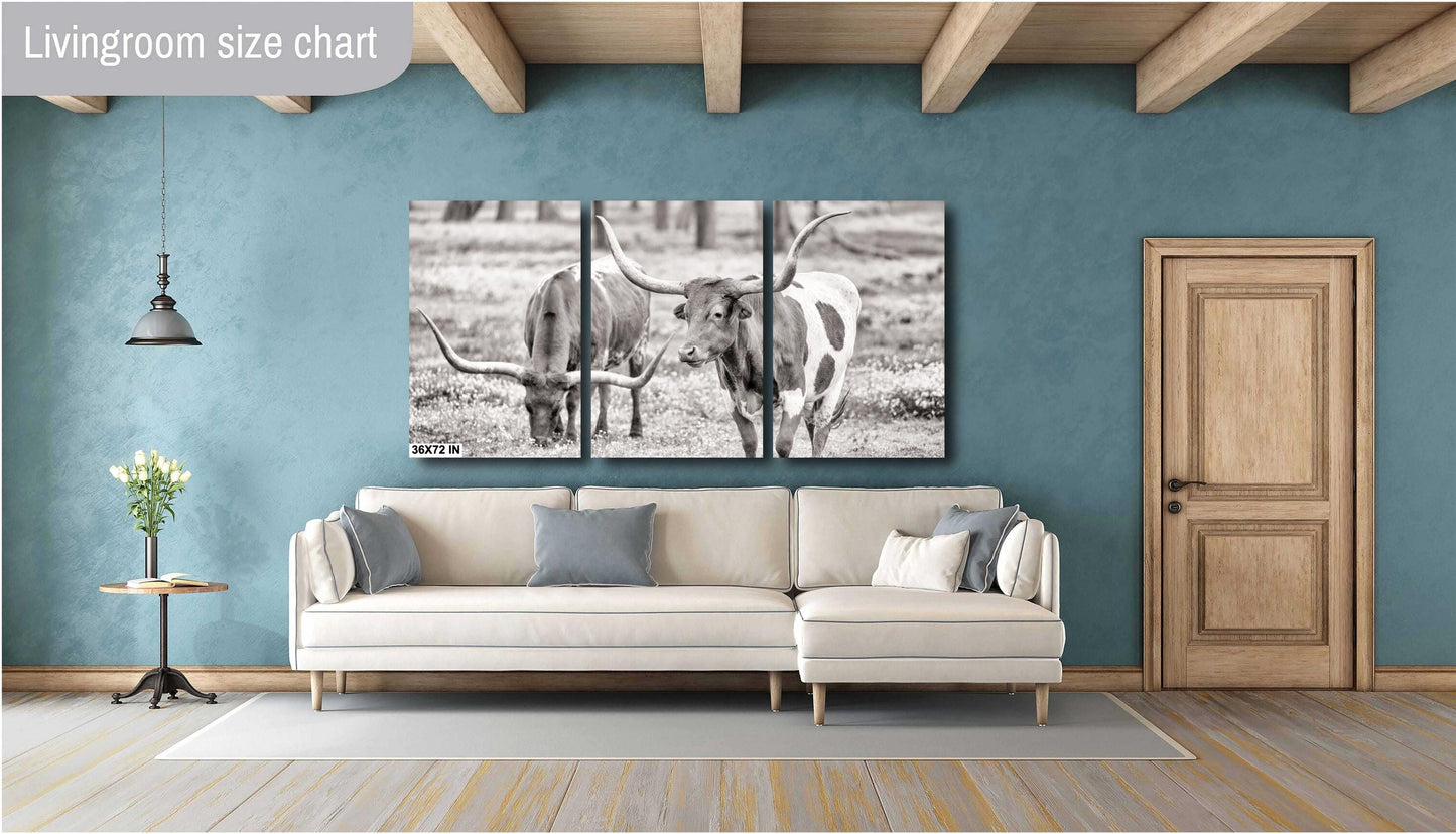 Longhorn Cow Photo | Rustic Ranch Wall Art for Farmhouse Decor | Modern Prints on Paper, Canvas, Acrylic & Metal