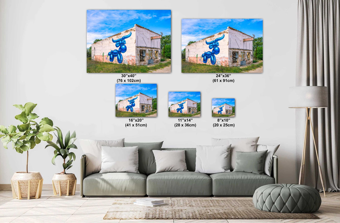 Americana Art: Texas Cafe with Blue Longhorn Mural | Wingate, TX Photography on Premium Photo Paper, Canvas, Acrylic & Metal