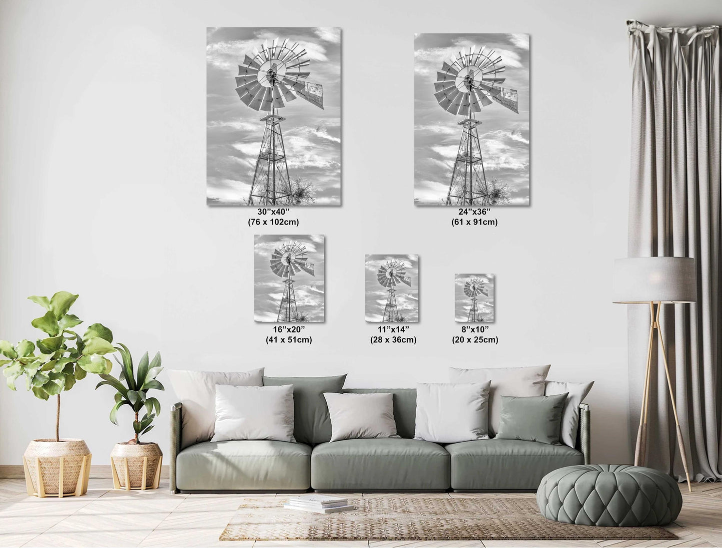 Texas Wall Art - Bandera Windmill Print - Cowboy Capitol of the World Black & White Art for Rustic Country Home Decor