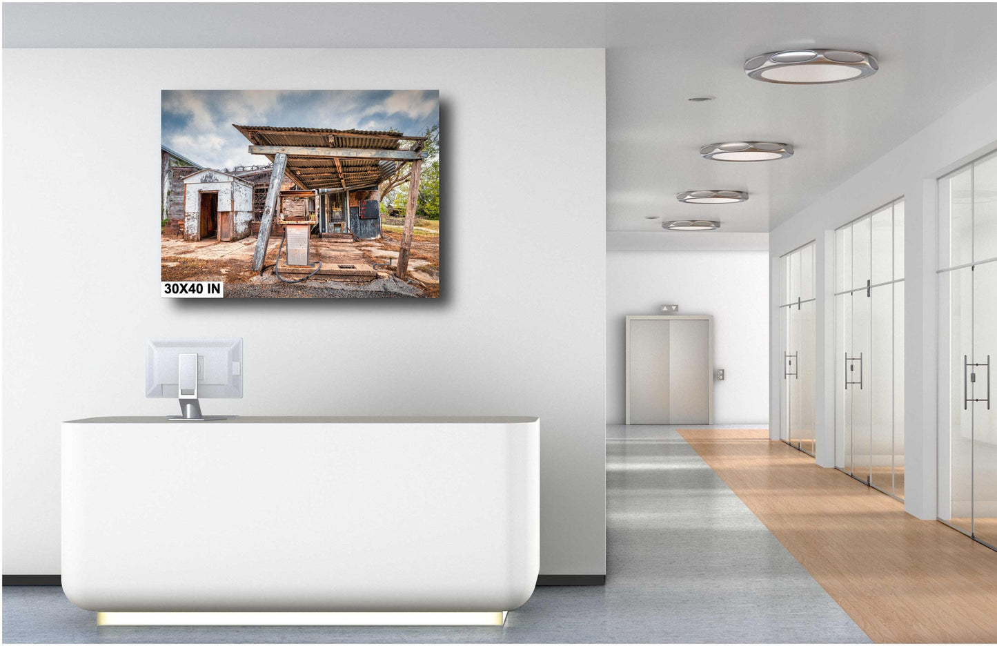Gas Station Decor - Rustic Abandoned Gas Station in Iredell, Texas | Premium Quality or Ready-to-Hang Canvas, Acrylic & Metal Options