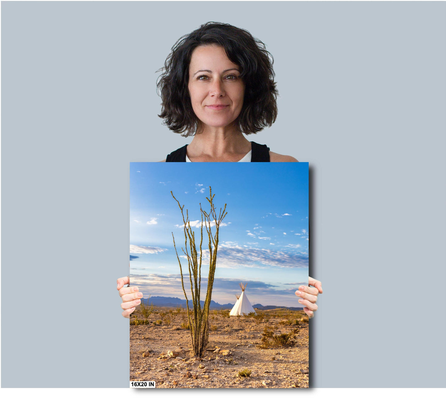 Terlingua Texas Ocotillo Tipi Print - Desert Landscape Photography Wall Art for Southwestern Home Decor
