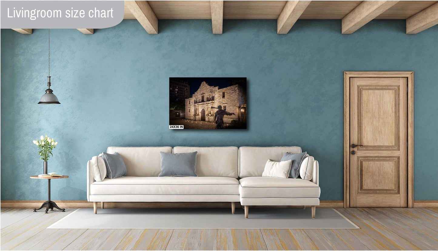 San Antonio Art - Alamo Fine Art Print: Davy Crockett Statue Texas History on Premium Photo Paper, Ready to Hang Canvas, Acrylic & Metal