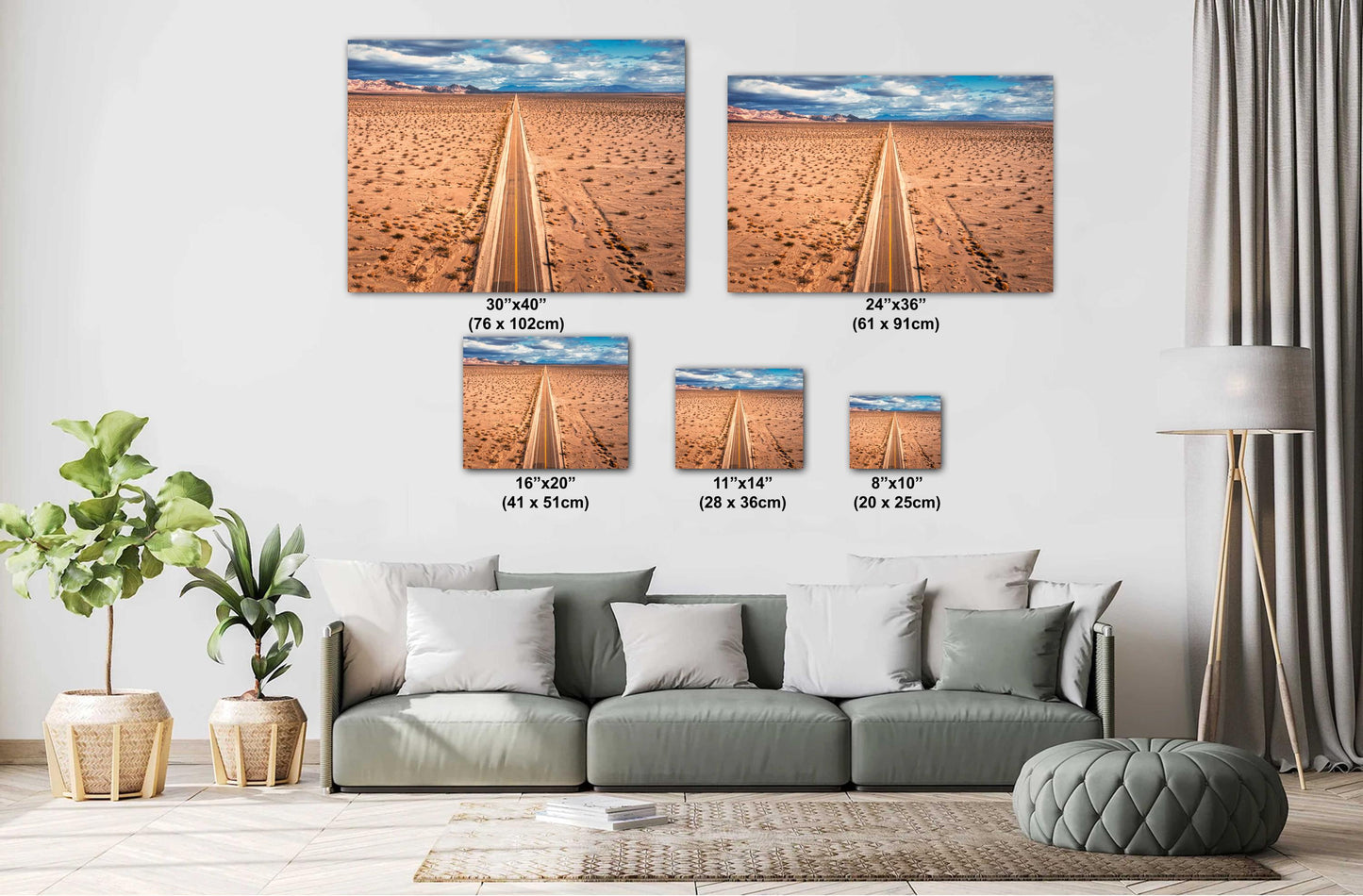 Endless Horizons on Route 66: Mojave Desert Highway Wall Art Print on Premium Paper or Ready-to-Hang Canvas