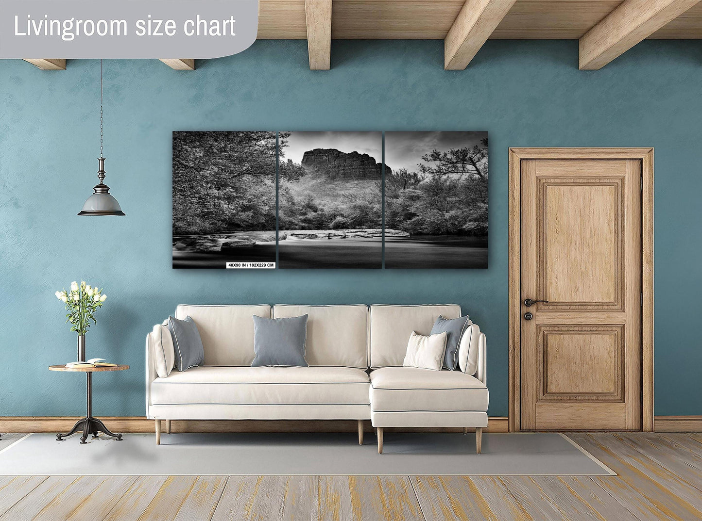 Sedona Arizona Cathedral Rock from Oak Creek - Black and White Photography Print on Premium Photo Paper, Canvas, Acrylic & Metal Decor