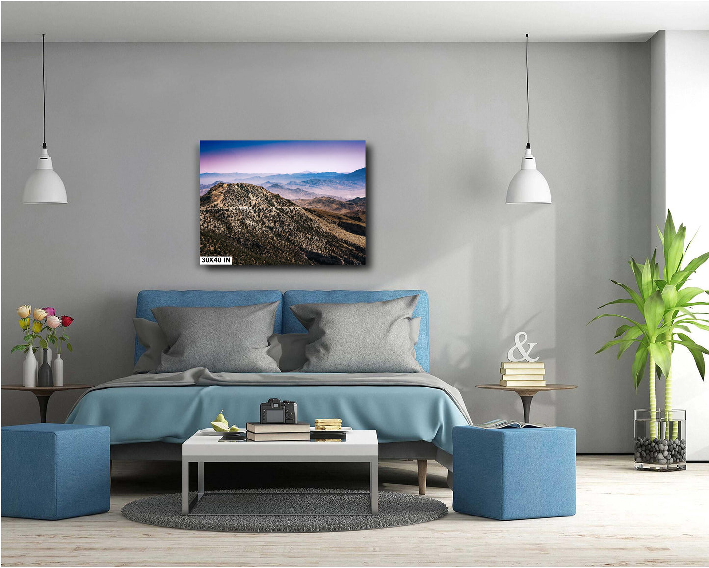 Desert Landscape Canvas: Nevada Mountains Wall Art for Home & Cabin Decor, Southwest Nature Photography, Rustic Room Decor