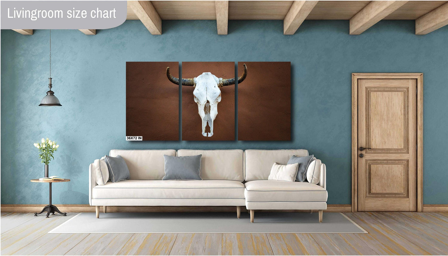 Texas Longhorn Skull Print: Western Steer Art on Leather, Canvas, Acrylic, Metal or Photo Paper