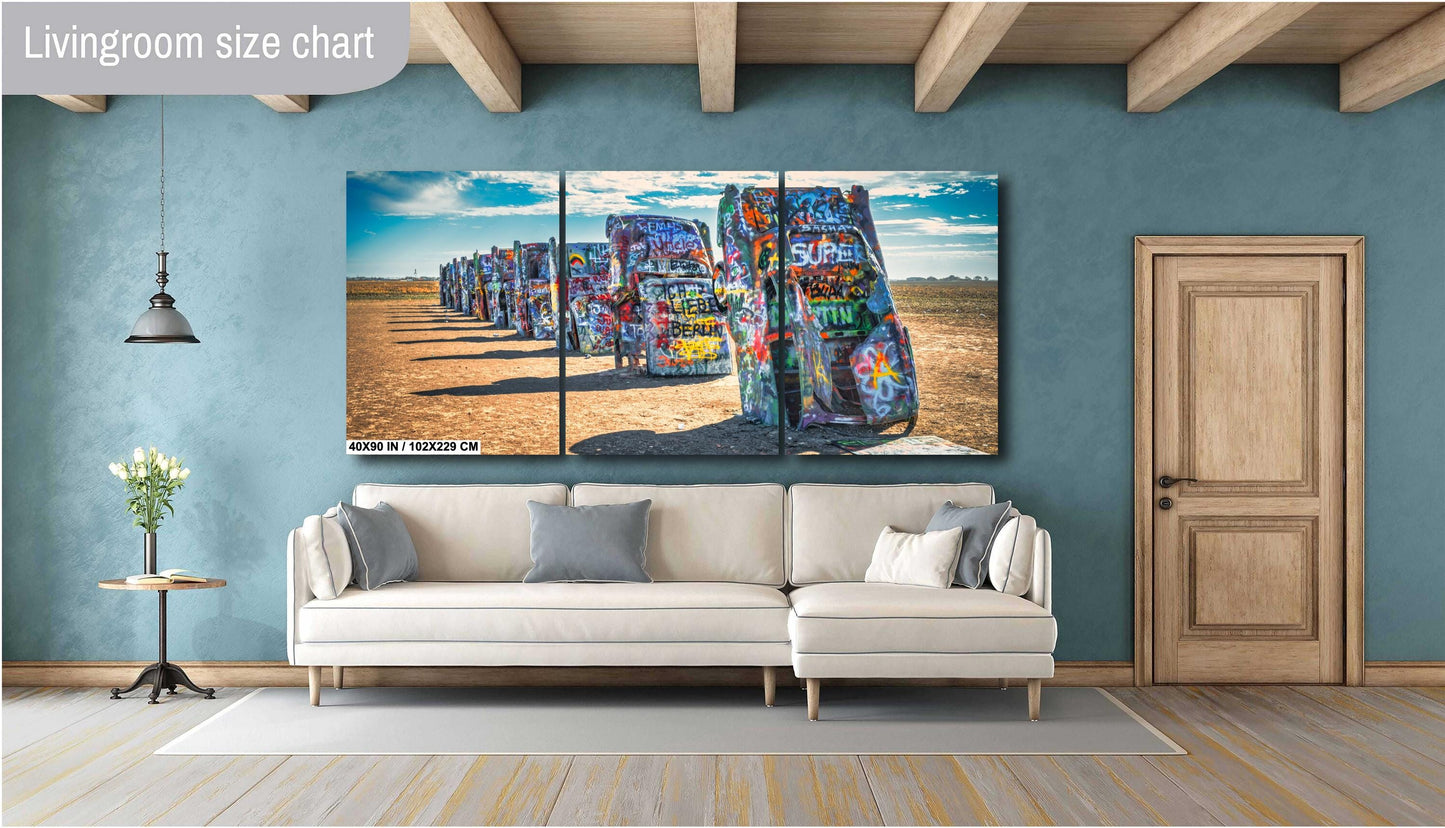 Cadillac Ranch Route 66 Print - Amarillo Texas Roadside Art for Travel Lovers, Home Decor & Gift Ideas on Canvas, Photo Paper or Metal