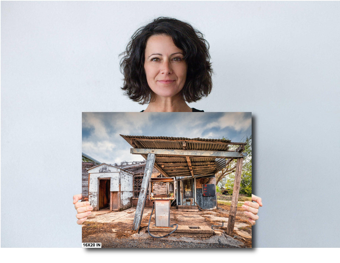 Gas Station Decor - Rustic Abandoned Gas Station in Iredell, Texas | Premium Quality or Ready-to-Hang Canvas, Acrylic & Metal Options
