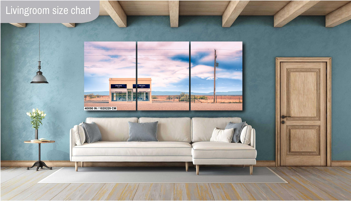 Fashion Wall Art - Marfa Store Photograph: Pastel Sunset Sky Print on Poster, Photo Paper, Canvas, Acrylic, or High Gloss Metal