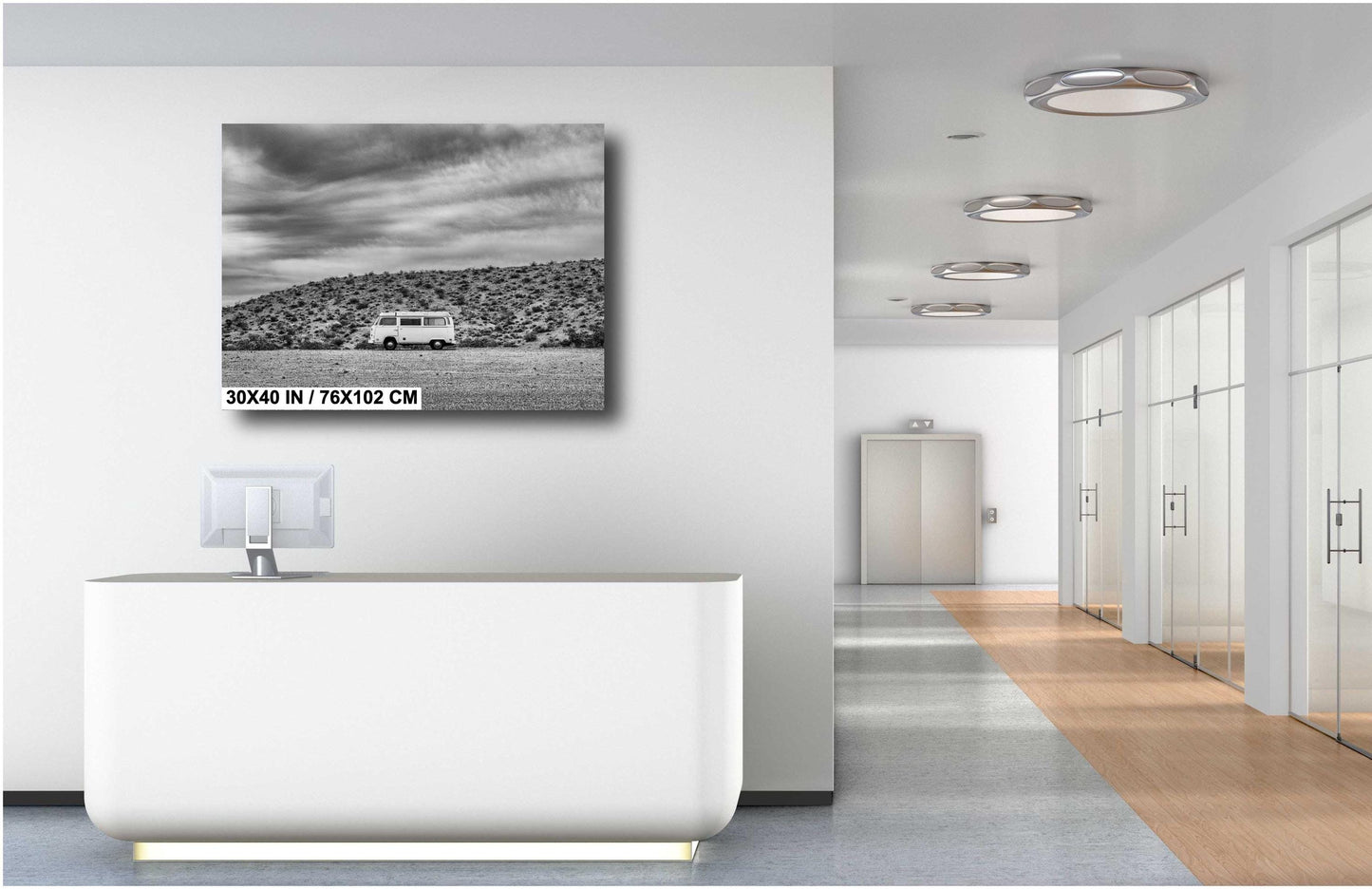 Van Wall Art - Boho Road Trip Photo on Route 66, Vintage Camper Bus Photography Print on Premium Photo Paper, Canvas, Acrylic, or Metal