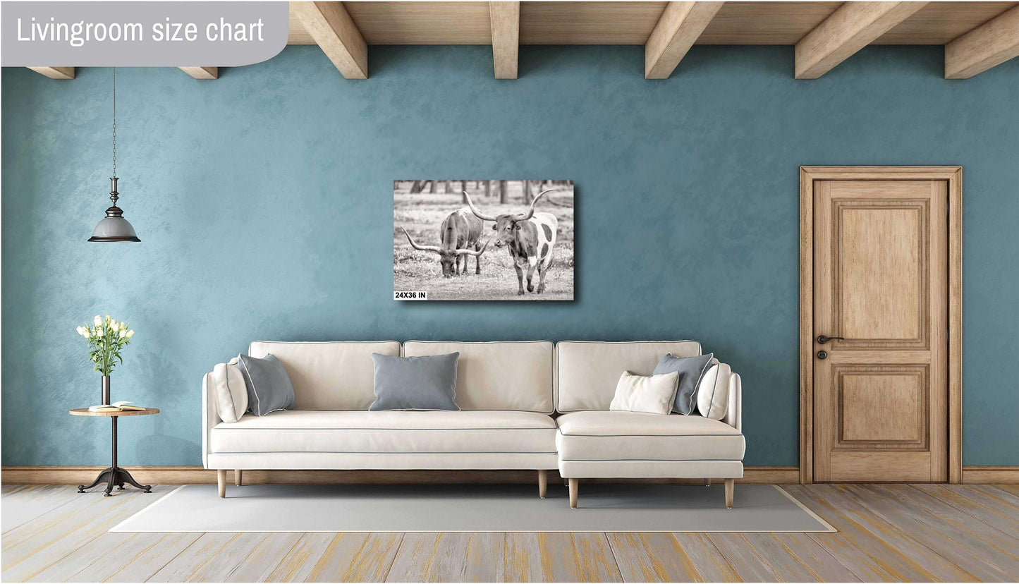 Longhorn Cow Photo | Rustic Ranch Wall Art for Farmhouse Decor | Modern Prints on Paper, Canvas, Acrylic & Metal