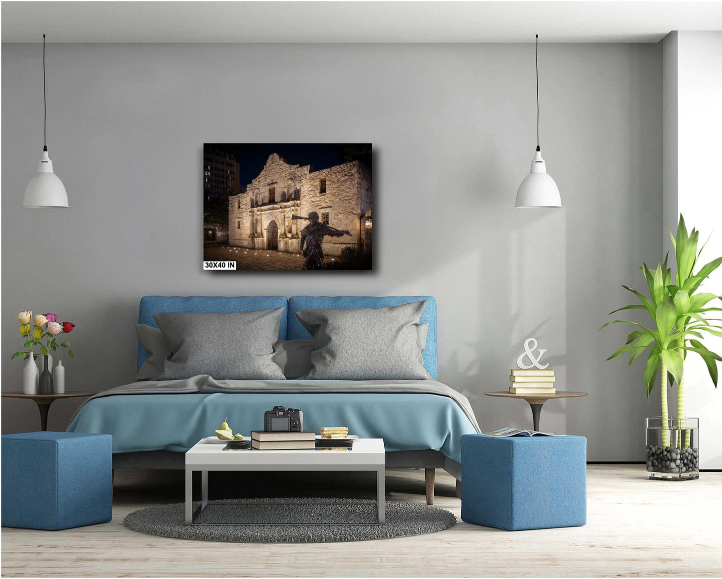 San Antonio Art - Alamo Fine Art Print: Davy Crockett Statue Texas History on Premium Photo Paper, Ready to Hang Canvas, Acrylic & Metal