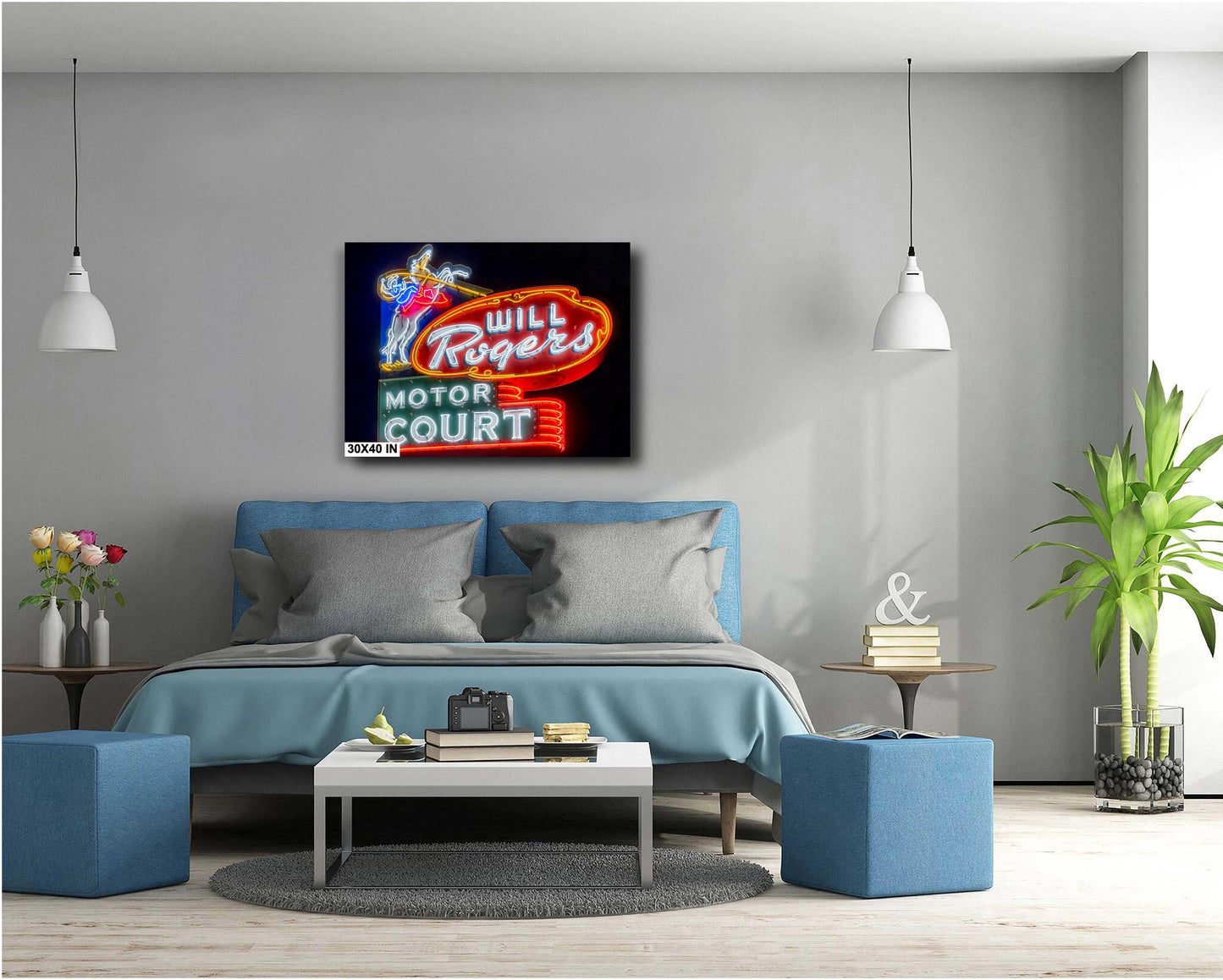Route 66 Tulsa Neon Sign Photo - Will Rogers Motor Court Print on Premium Paper, Canvas, Acrylic & Metal Decor