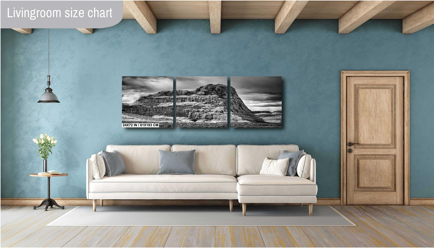 Southwest Art Print - Majestic Rock Formation Near Big Water, Utah: B&W Southwestern Fine Art Photography