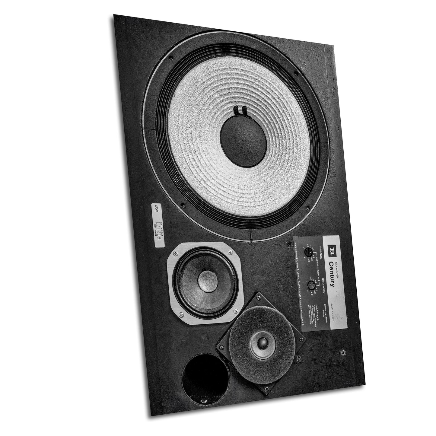 JBL L100 Retro Speaker Poster Print: Premium Quality Studio Loudspeaker on Premium Photography Paper, Canvas, Acrylic, or High Gloss Metal