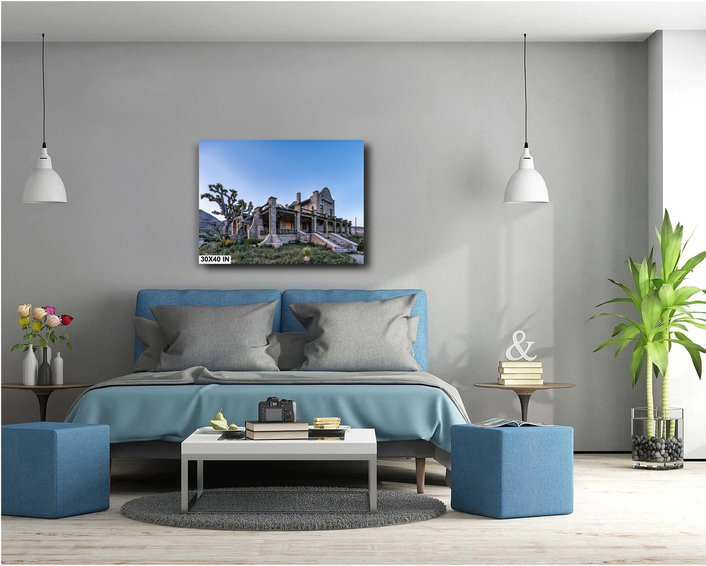 Rhyolite Ghost Town Wall Art: Abandoned Train Station Photography Print, Desert Landscape Decor for Home & Office
