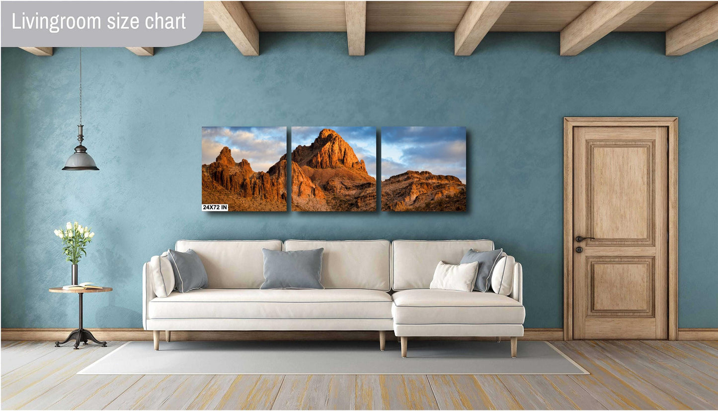 Golden Sunset Over Arizona's Black Mountains: Route 66 Fine Art Photography Print, Mojave Desert Landscape Wall Art