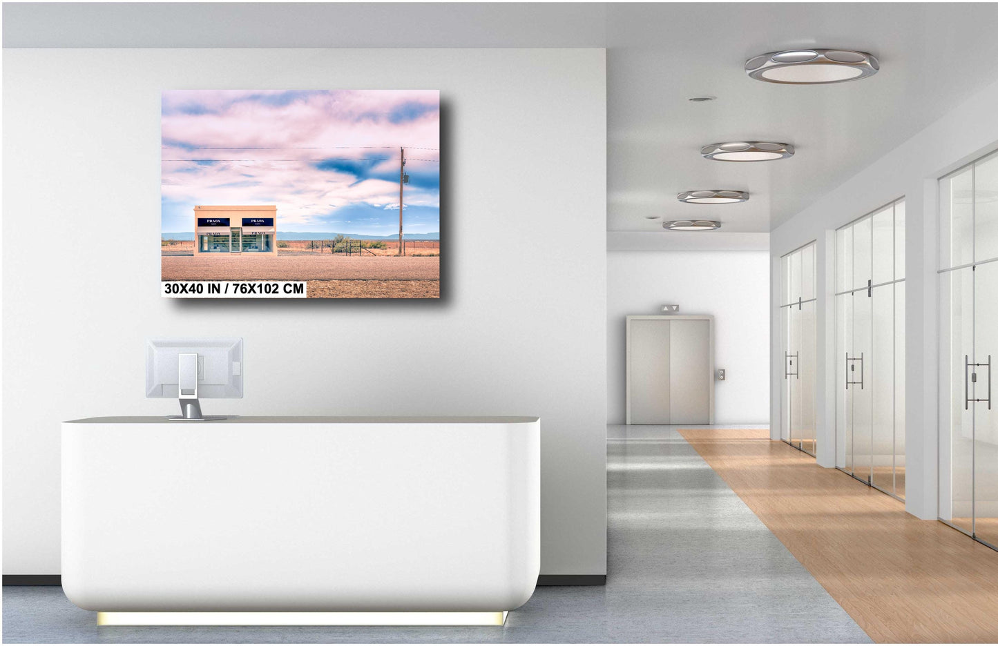 Fashion Wall Art - Marfa Store Photograph: Pastel Sunset Sky Print on Poster, Photo Paper, Canvas, Acrylic, or High Gloss Metal