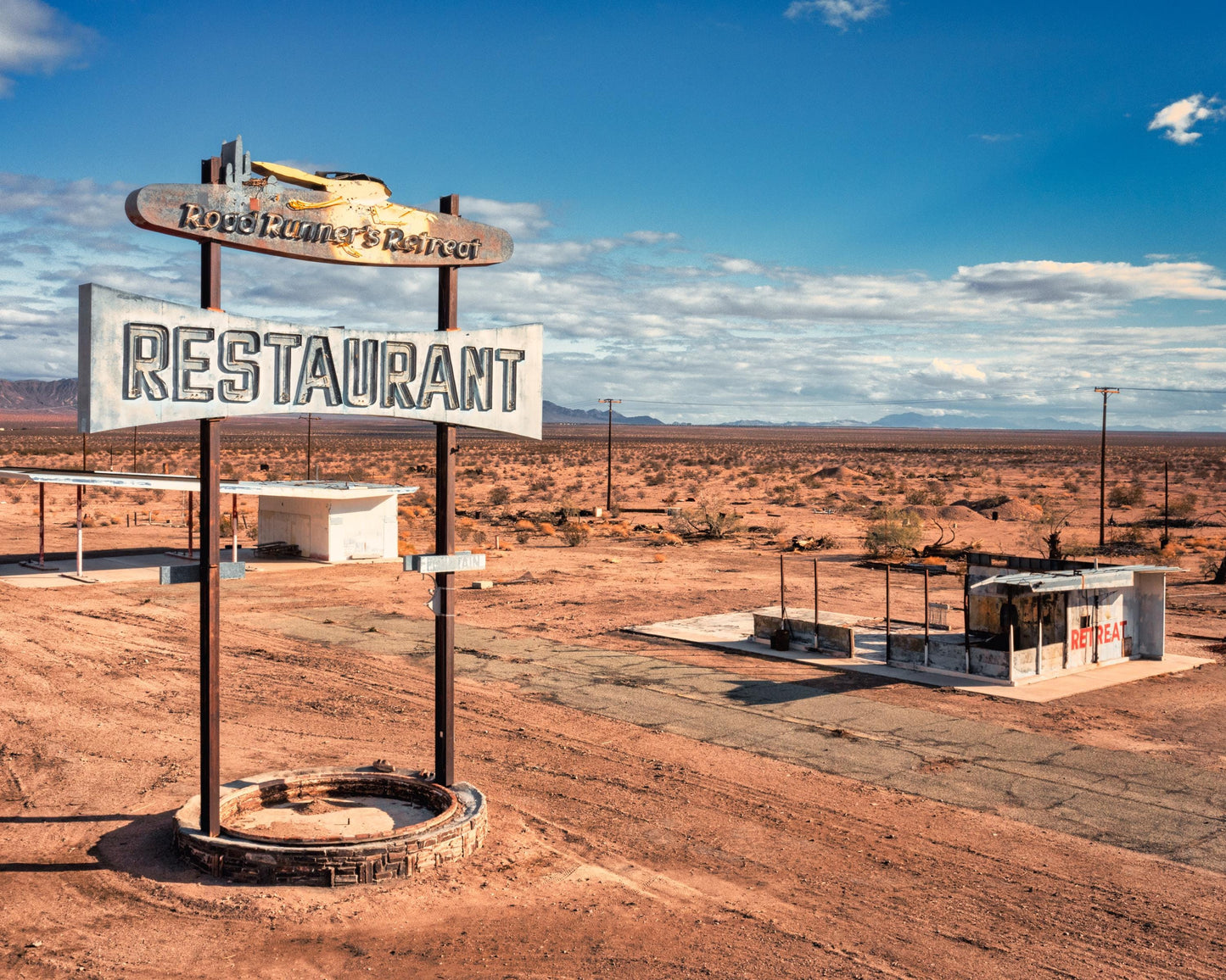 Road Runners Retreat Art Print | Iconic Route 66 Desert Americana | Mojave Desert Fine Art on Photo Paper, Canvas, Acrylic & Metal