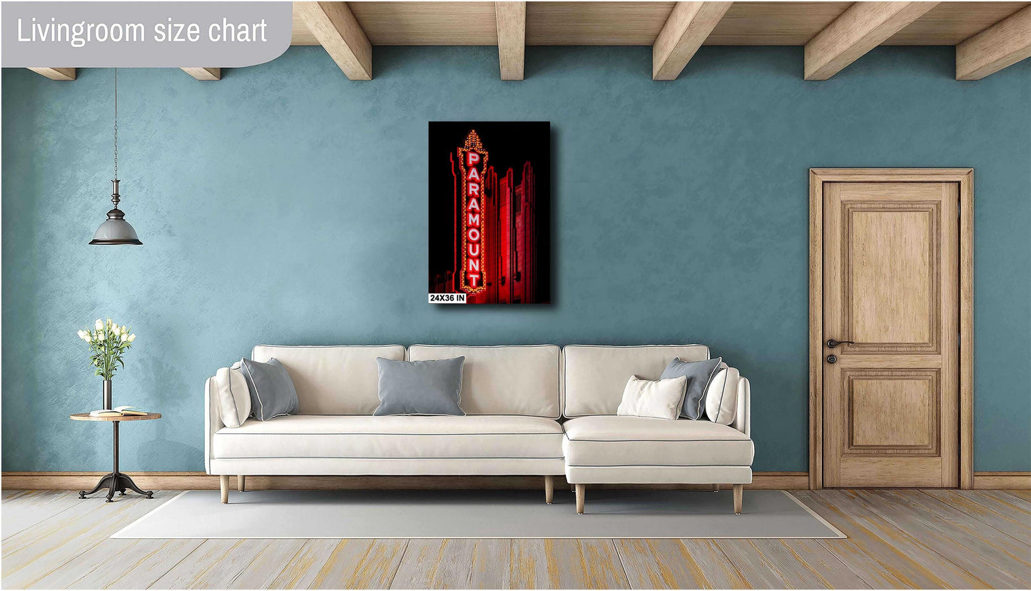 Movie Theater Wall Art - Paramount Theater Neon Sign | Historic 1932 Art Deco Cinema in Amarillo | Fine Photo Paper & Ready-to-Hang Canvas