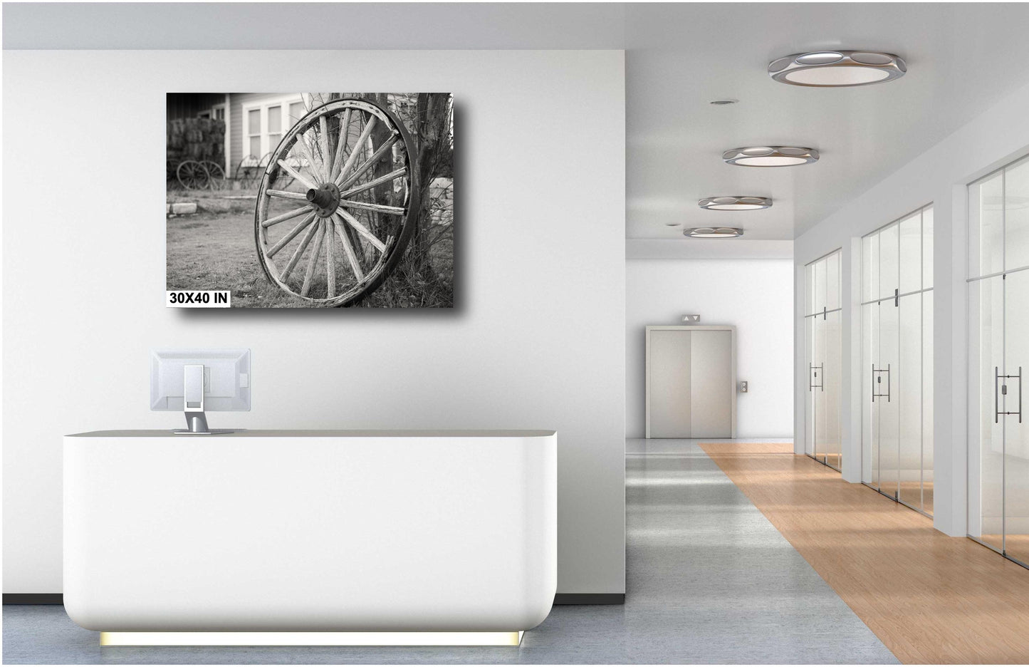 Rustic Wagon Wheel Sepia Photo: Large Country Wall Art for Texas Farmhouse Decor (Paper/Canvas/Acrylic/Metal)